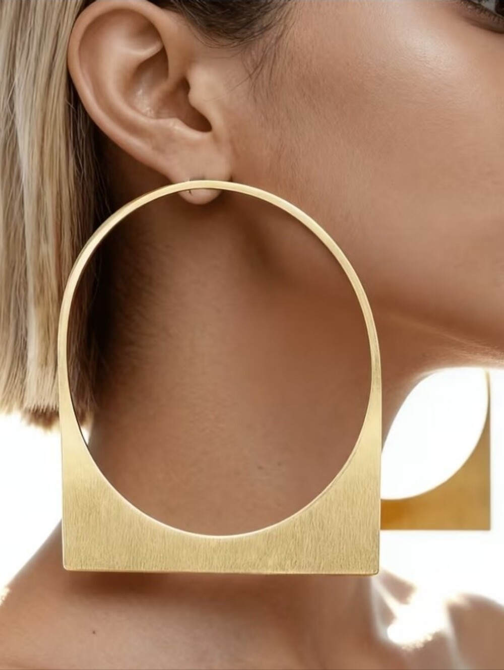 Gold Geometric Statement Hoop Earrings - Women Jewelry